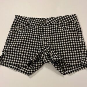 Checkered, jean shorts